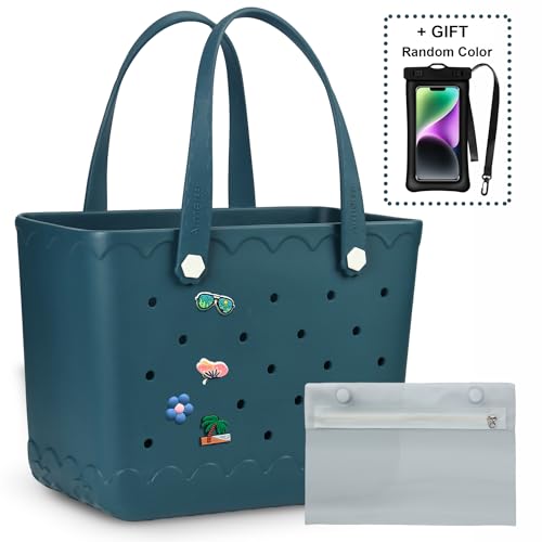 Armerssi X-Large Rubber Tote Beach Bag for Women | Medium Durable Rubber Bag Waterproof Washable Versatile Tote Bags