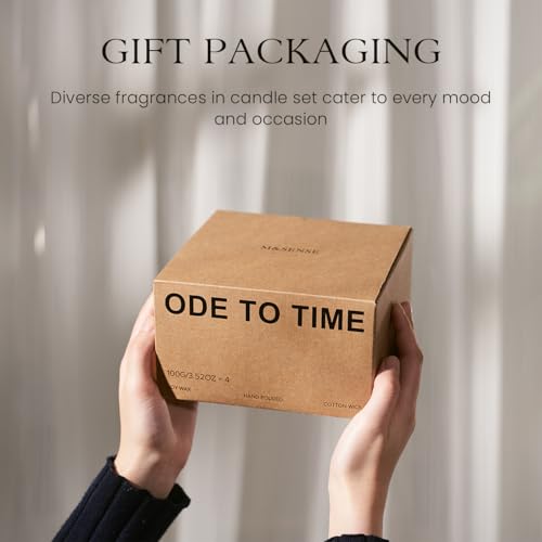 M&SENSE 4 Pack Candle Gift Set, Scented Candle Sets for Men and Women, Soy Wax Candles Home Scented, Long Lasting Amber Ja...