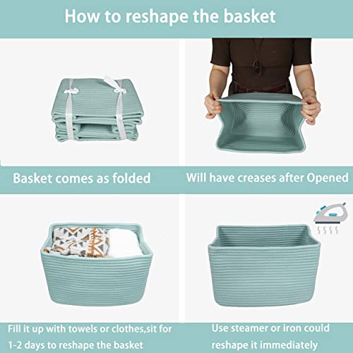 Cotton Rope storage Basket Bins Woven Basket for Organizing Shelves 15X10X9.3" Rectangle Decorative Baskets For storage Cl...