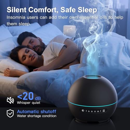 THIMONES 2 Pack Essential Oil Diffuser for Home - 200ml Ultrasonic Aromatherapy Diffuser with 4 Timers & 7 Colors Night Li...