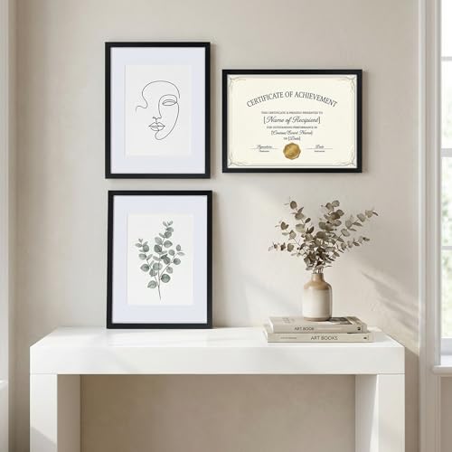 Rempry 8.5X11 Certificate Picture Frames Set of 11, Black 8.5x11 Photo Frames without Mat or Displays 6X8 Picture with Ma...