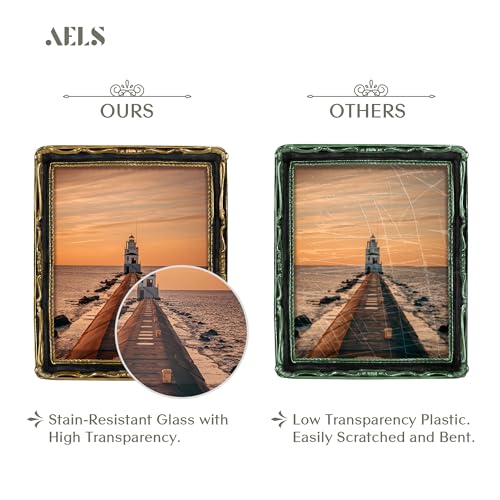 AELS 8x10 Inch Vintage Picture Frame, Elegant Antique Photo Frames with Glass Front, Photo Display, Tabletop Wall Hanging,...