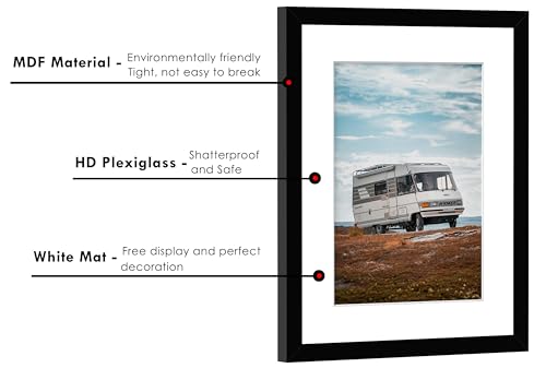 PEALSN 11x14 Picture Frame, Display Pictures 8 x 10 with Mat or 11 x 14 Without Mat for Wall Mounting Display, Photo Frame...