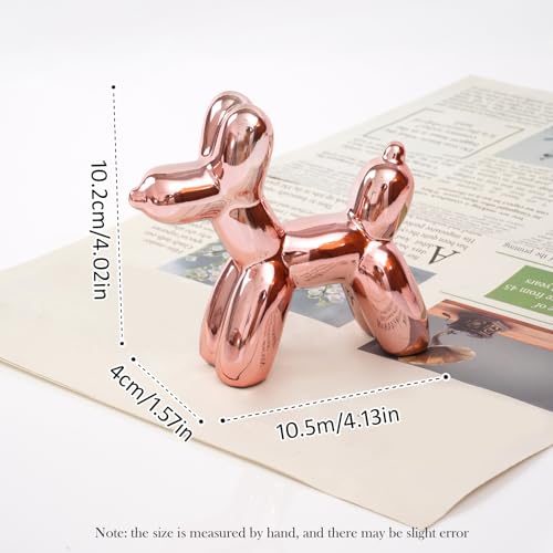 Notakia Cute Ceramics Pink Balloon Dog Statue Crafts Living Room Desktop Decorations,Handmade Modern Small Ceramic Animal ...