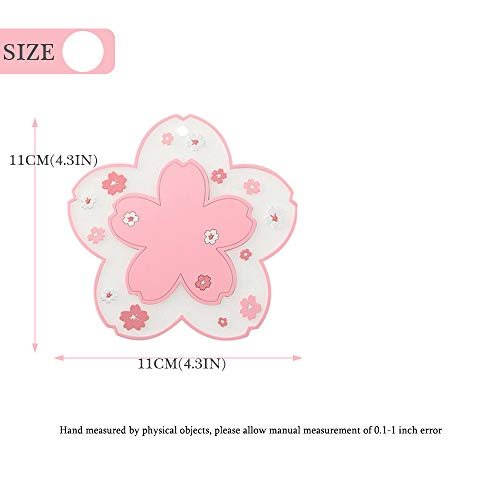 Sakura Coffee Cup Mat Kawaii Coaster 2PCS Cute Cherry Blossom PVC Home Tea Mug Pink Flower Pattern Anti-Skid Pot Bowl Pad ...