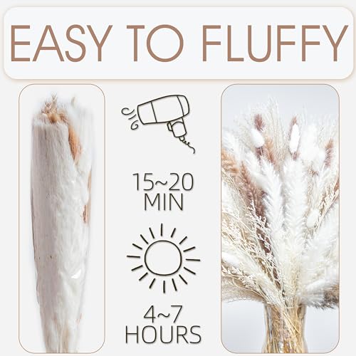 70PCS Natural Dried Pampas Grass Boho Home Decor Bouquet Phragmites Dried Flowers Bouquet for Wedding Floral Arrangements ...