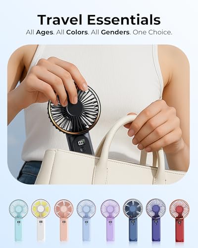 TUNISE Portable Handheld Fan, Portable Fan Rechargeable, 4000mAh, 180° Adjustable, 6 Speed Wind, Display Electricity in Re...