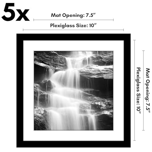 Americanflat 10x10 Picture Frame with Polished Plexiglass - Set of 5 - Use as 8x8 Frame with Mat or Display 10x10 Photo Wi...