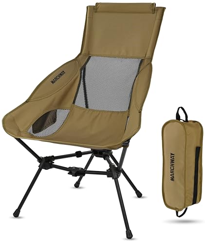 MARCHWAY Lightweight Folding High Back Camping Chair with Head Support, Stable Portable Compact for Outdoor Camp, Travel, ...