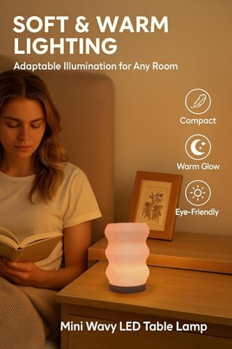 Delta Loom Wave Table Lamp - Modern Bedside Light for Bedroom, Desk, Nightstand, or Office - Mood Lighting Lamp - Eco-Frie...