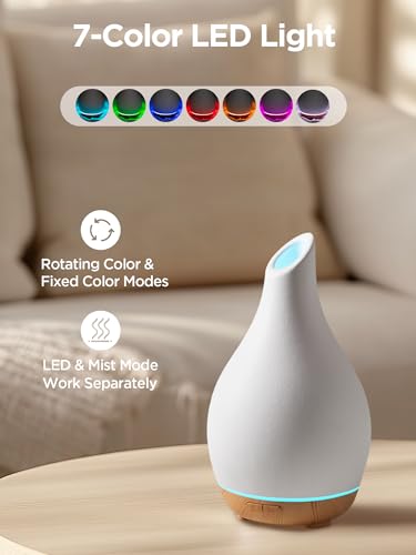 InnoGear Essential Oil Diffuser, 150ml Ceramic Diffuser Handcrafted Stone Aromatherapy Diffusers Ultrasonic Cool Mist Humi...