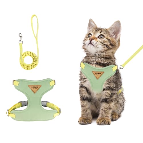 wanheart Cat Harness and Leash Set Escape-Proof Adjustable cat Leash and Harness Combo Suitable for All cat Breeds (Green, M)