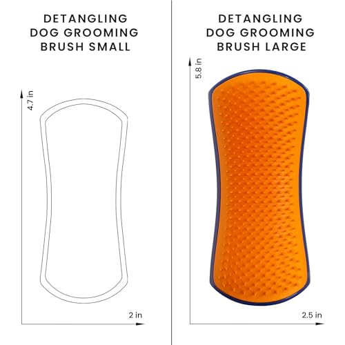 Pet Teezer Detangling Dog Grooming Brush, Dog Bath Brush for Long Haired Breeds and Wet or Dry Fur, Large, Navy & Orange