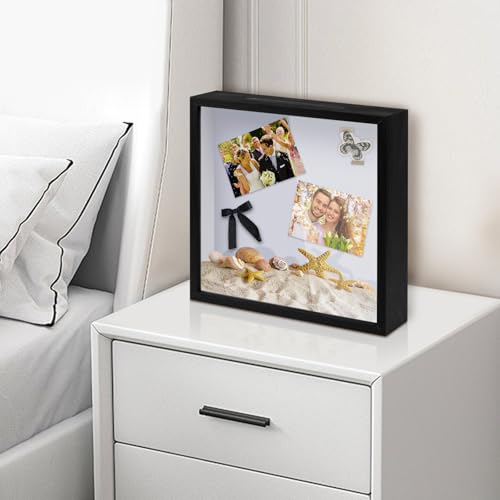 ZEEYUAN Adventure Archive Box 12x12inch Adventure Box for Travel Life in a Box Memories Shadow Box with Slot, Top Loading ...