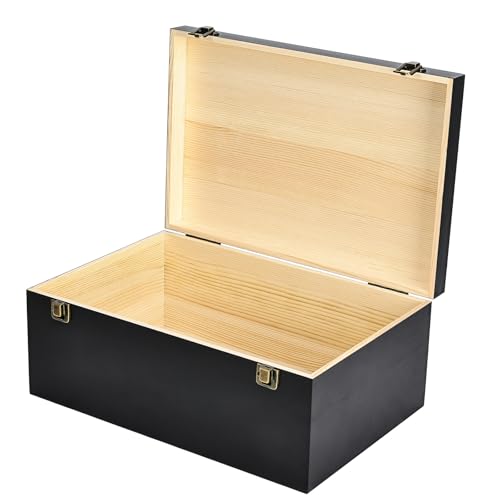 Useekoo Wooden Storage Box with Hinged Lid, 14.2” x 9.4” x 5.9" Large Wood Storage Boxes, Wooden Keepsake Box for Jewelry,...