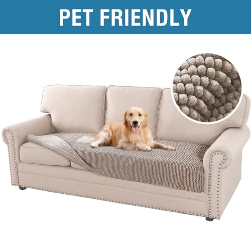H.VERSAILTEX Plush Chenille Pet Couch Cover Thick Soft Sofa Cover for 3 Cushion Couch Anti Slip Couch Cover Furniture Prot...