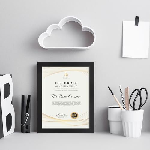 Flocey 8.5x11 Picture Frame set of 6, Multi Certificate 8.5 by 11 Picture Frames Bulk, Document Diploma Award Frame for Wa...
