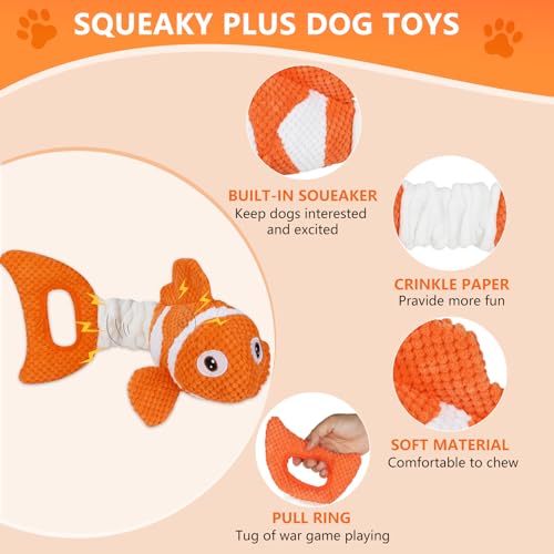 Molantaule Squeaky Dog Toys, Durability Interactive Tug of War Puppy Toys for Indoor and Outdoor Play - Stuffed Pet Dog To...