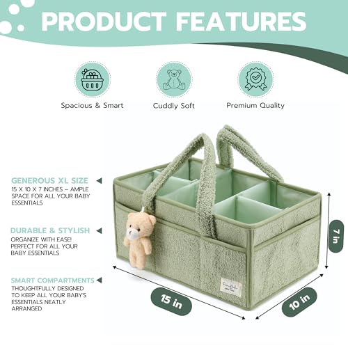 PeraBella Diaper Caddy Organizer for Changing Table, Storage Basket for Wipes, Gift for Baby Shower, Car Organizer, Nurser...