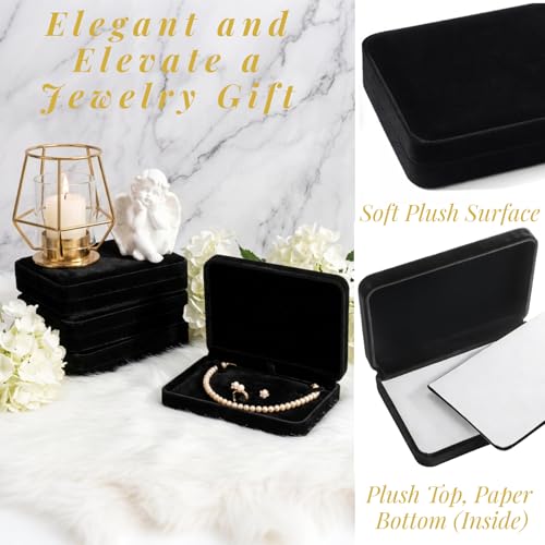 Hacaroa 4 Pcs Jewelry Set Box Medium Size, Earring Ring Necklace Gift Box Plush Jewelry Display Case, Pearl Necklace Penda...