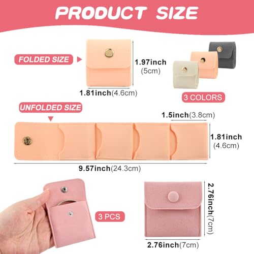 Londehuhai 6Pcs Portable Jewelry Organizer Bag Set, Mini Travel Jewelry Pouch with Buckle, Foldable Jewelr-y Roll Multi-Co...