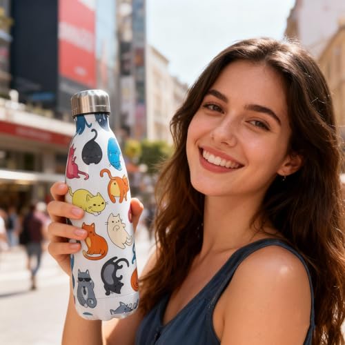 Makachen Cat Insulated Sport Water Bottles Stainless Steel Travel Mugs BPA Free Tumbler For Outdoor Camping Travel 20oz