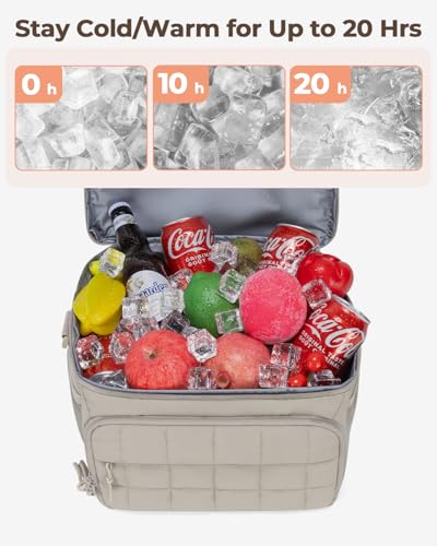 Puffer Cooler Bag 32 Cans Insulated Soft Sided Cooler Double Deck Collapsible Lunch Box for Picnic, Beach, Hiking, Campin...