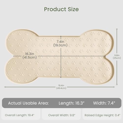 PWTAA Dog Food Mat Anti-Slip Silicone Dog Bowl Mat Thicker Pet Placemat Waterproof Cat Feeder Pad with Raised Edge Puppy K...