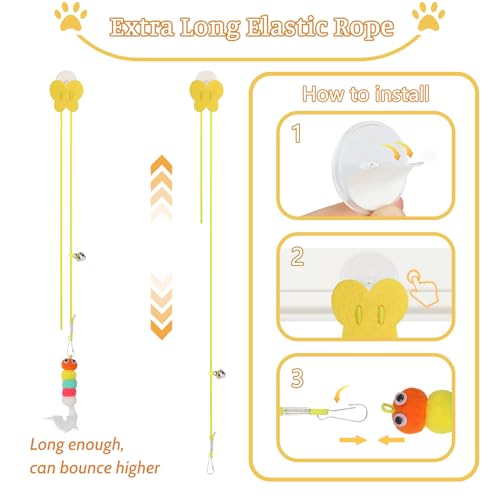 QUOZUO Kitten Toys - 38PCS Cat Play Set, Sparkle Balls, Plush Pom Pom Balls, Hanging Door Toy, Gift Box Styles