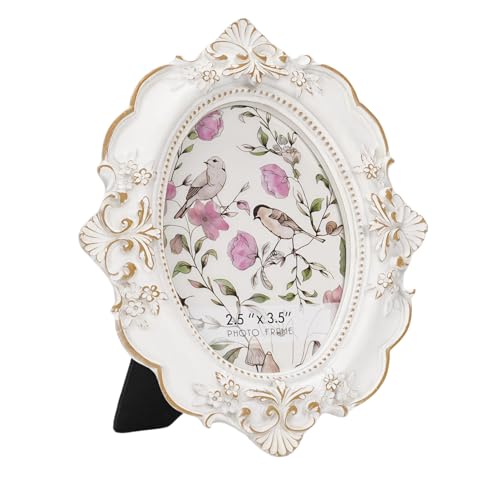 Desklens Vintage Picture Frame, 2.5x3.5 Oval Antique Photo Frame with Real Glass Front, Luxury Table Wall Haning Photo Dis...