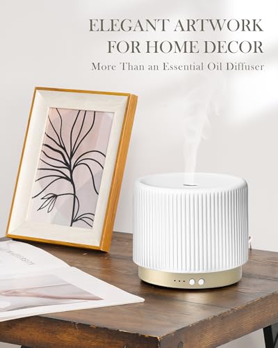 Essential Oil Diffuser -280ml Ceramic Diffuser for Large Room&Commercial Use, 2.4MHz Cool Mist Humidifier & Independent De...