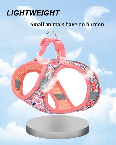 JUFOO S Peach Flower Pattern Dog Harness and Leash Set,No Escape Puppy Harnesses for Training Walking，Breathable Adjustabl...