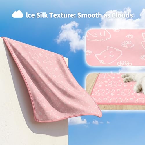NWK Pet Cooling Mat -Q-Max>0.345 Ice Silk Cooling Mat for Dogs & Cats Portable & Washable Pet Cooling Blanket, Car Seats, ...