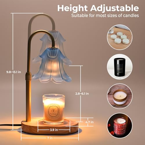 Lsctiff Candle Warmer Lamp with Timer Dimmable, Wax Melt Warmer Adjustable Height, Flower Warmer Lamp with 2 Bulbs for Jar...