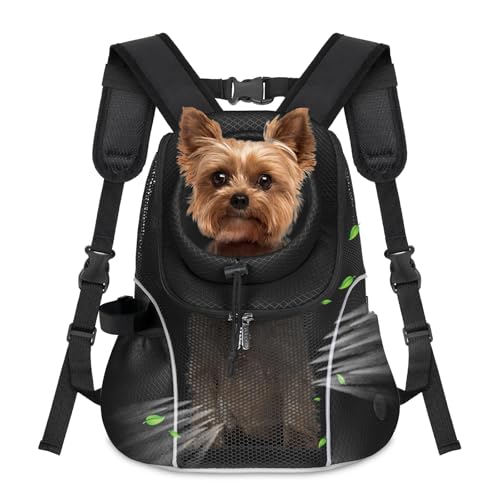 WOYYHO Pet Dog Carrier Backpack Small Dog Front Backpack Ventilated Mesh Dog Travel Back Pack with Safety Belt for Travel ...