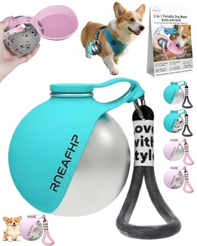 Dog Water Bottle with Bowl 2-in-1 Portable Leak Proof 10 OZ Puppy Travel Drink Dispenser for Large Medium Small Breeds Sta...