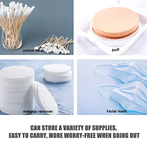 KKONHII Portable Travel Cotton Pad Holder Cotton Swab Ball Holder Dispenser Cosmetic Sponge Storage Box with Transparent L...