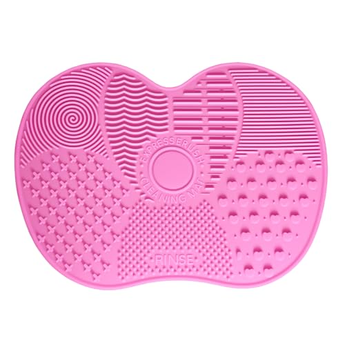 Silicone Makeup Brush Cleaner Mat, Makeup Brush Cleaning Mat, Silicone Apple Scrub Pad with Suction Cup, Make Up Brushes C...