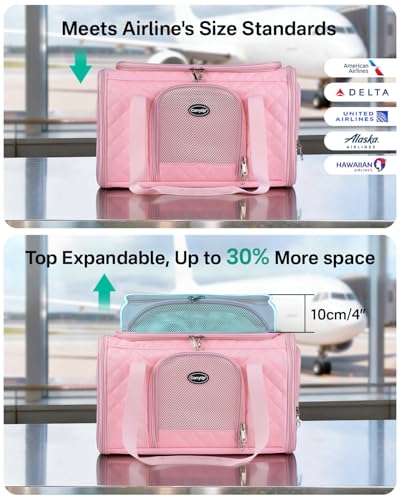 CarryTip Cat Carrier Airline Approved 17x11x9.5 Inches, Top Expandable Soft Sided Pet Travel Carrier for Cats & Small Dog...