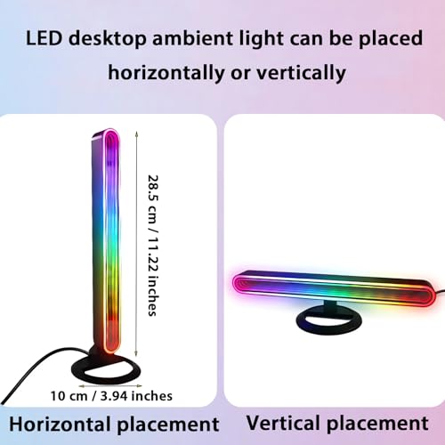 LLdshun RGB Light Bar for Desk 2 Pack USB Powered Ambient Table Lamp with App & Remote Control Color Changing LED Mood Lig...