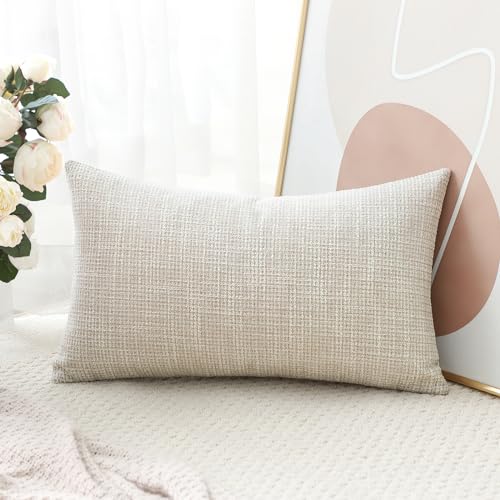 OTOSTAR Linen Throw Pillow Cover Set of 1 Decorative Lumbar Pillowcases Cushion Covers 16x24 Inch for Home Decor Sofa Bedr...
