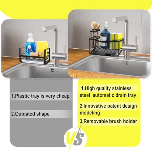 Fssvcd Maifan Sink Caddy Sponge Holder for Kitchen with Brush Holder and Stainless Steel Self Drain Tray, Rustproof Kitche...