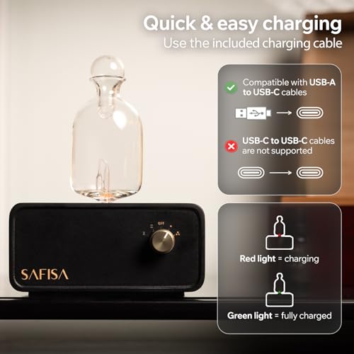 SAFISA Waterless Essential Oil Diffuser, Scent Diffuser for Home, 700 Sq. Ft., Portable Waterless Diffuser, Nebulizing Col...