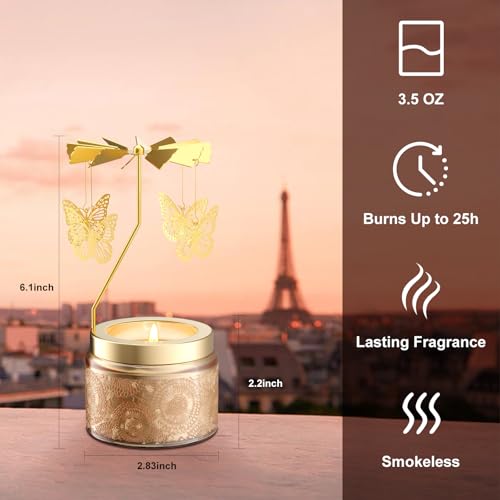 Rotatable Osmanthus Flower Scented Candle, Gifts for Women, Single-Wick with 20 Hours of Burn Time, Ideal for Creating Rel...
