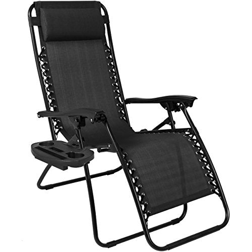 Best Choice Products Set of 2 Adjustable Steel Mesh Zero Gravity Lounge Chair Recliners w/Pillows and Cup Holder Trays - B...