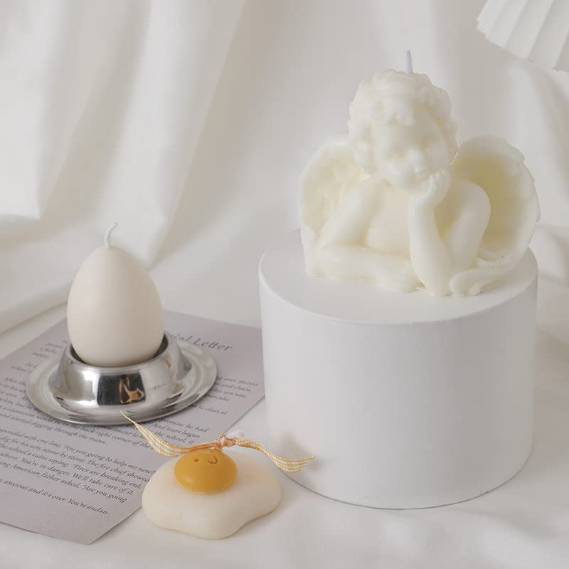 Angel 2 Pack Soy Scented Hand Carved Aesthetic Candles for Home Decor (Milk White)