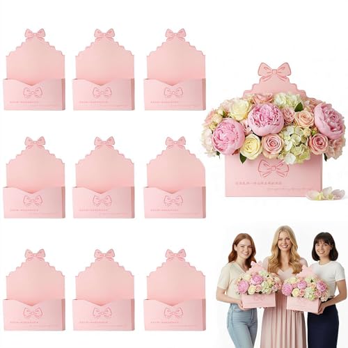 10pcs Valentine Envelope Boxes,Valentine's Day Floral Envelope Boxes Empty Paper Flower Bouquet Envelopes Paper Box,Floris...