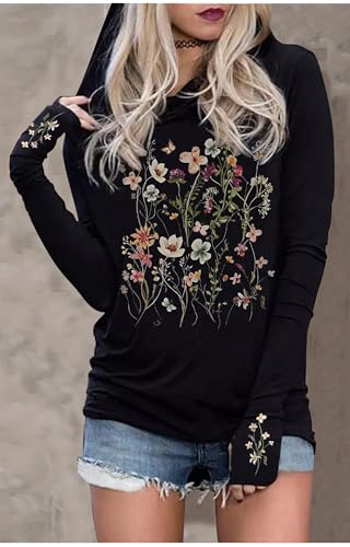 CHUNTIANRAN Hoodies Shirts for Women Early Fall Long Sleeve Tops Vintage Graphic Outfits Tops Fashion Pullover Tees 2025