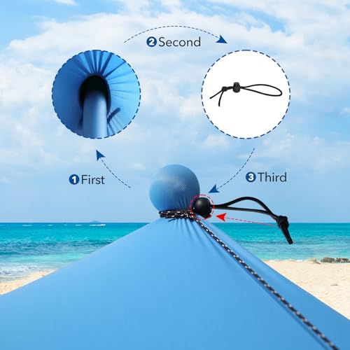 Beach Shade Canopy with Beach Blanket Phone Case Sun Shelter Umbrella UPF50+ Protection Portable 7.5X7.5Ft Camping Tents f...