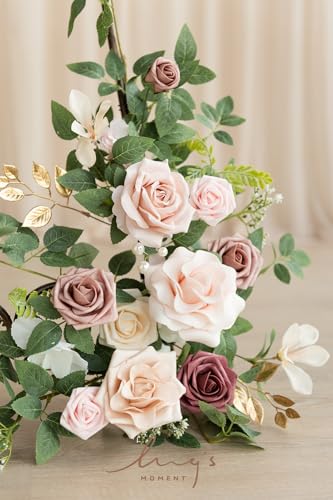 Ling's moment 2pcs Wedding Flowers Garland Artificial Floral Swag Arch Decorations Greenery Arrangements Dusty Rose Cream ...